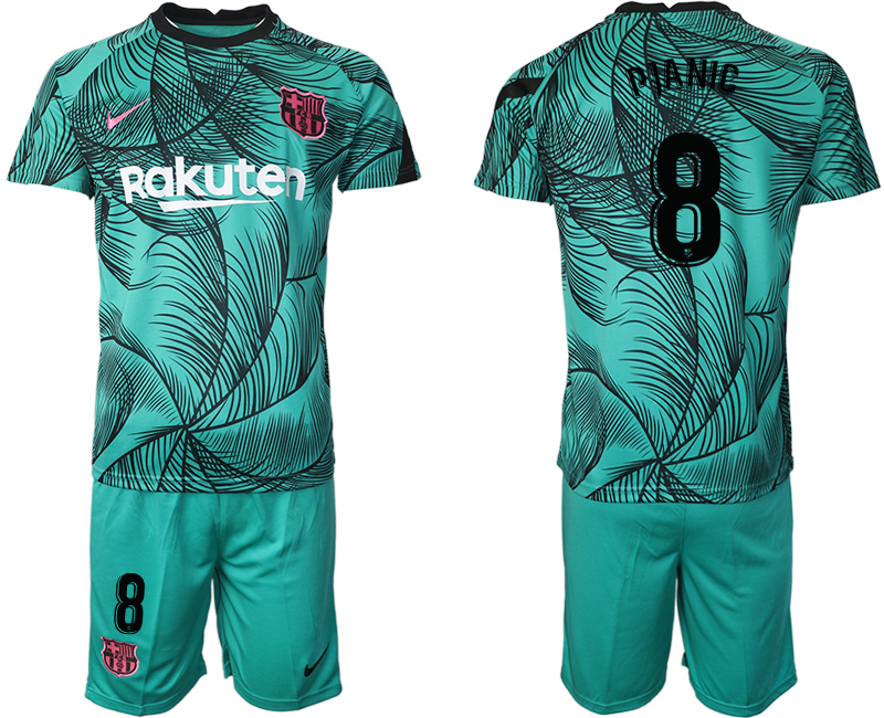 Men 2021 Barcelonagreen training suit #8 soccer jerseys
